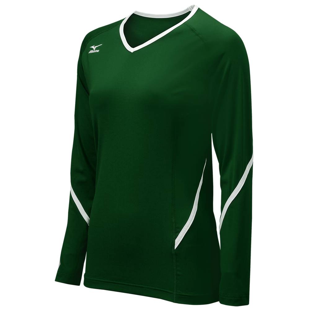 Maglia Mizuno Pallavolo Techno Generation Long Sleeve Donna - Verdi/Bianche - 67248-SFJO